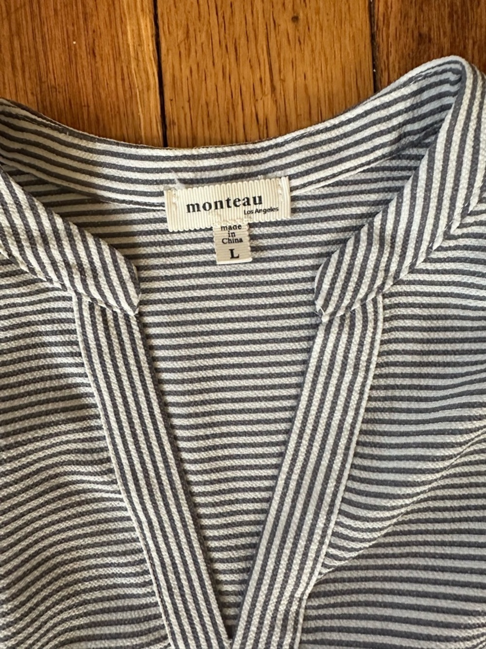 V-Neck Striped Tiered Dress - Navy & White - Picture 2 of 8